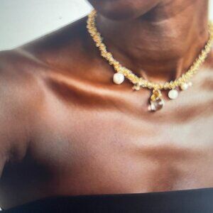 ​ANITA BERISHA Droplet gold-plated, pearl and crystal necklace